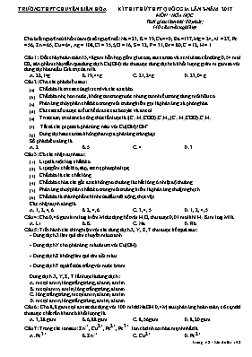 Đề thi thử THPT Quốc gia lần II môn Hóa học năm 2017 - Trường THPT chuyên Biên Hòa (Có đáp án)